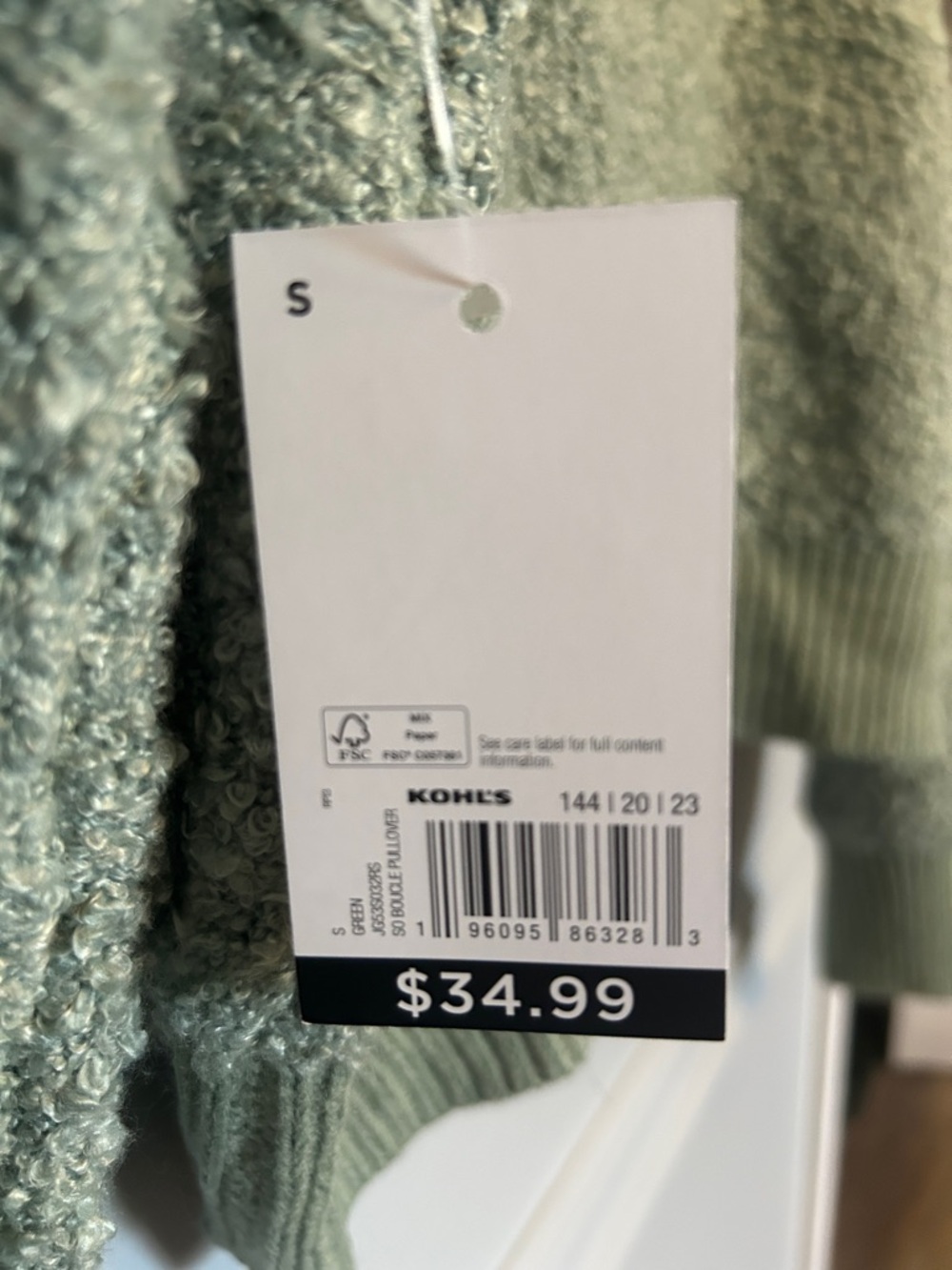 SO Olive Green V-Neck Bouclé Sweater - Picture 5 of 5